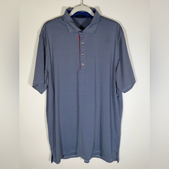 Greyson Other - Greyson thin blue navy striped polo golf shirt XL preppy lightweight stretch